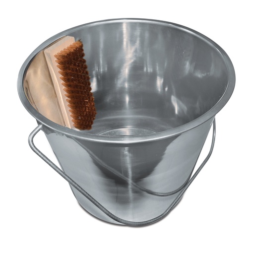 [178390] Stainless steel bucket, with brush 13 quart / 12 liter 