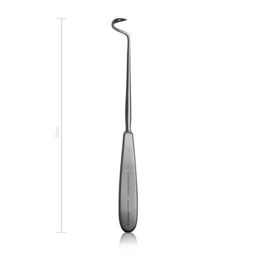 [154020] Ligature carriers Deschamps, 20 cm (left curved for use with right hand) sharp