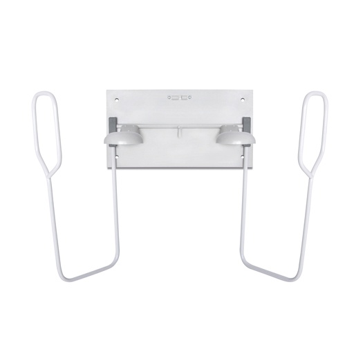 [705704] Wall storage rack for front aprons and one pair of gloves, metal Dimensions of base plate: 275 x 150 mm