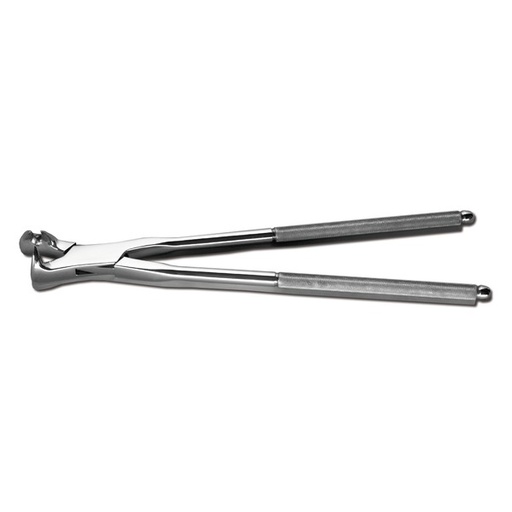 [177521] Molar forceps, three-root, box-joint with knurled handles, for very little crown in aged horses, off side